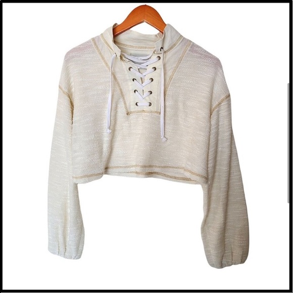 BNWoT Urban Outfitters | Lace-Up Funnel Neck Cropped Sweater S Small - Picture 4 of 10